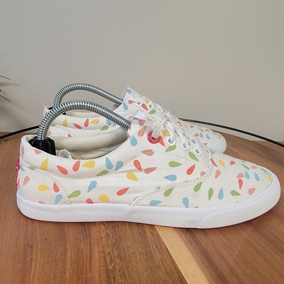 Bucketfeet Multi Color Rain Drop Print Canvas Sneakers Lace Up Size 6 - Picture 16 of 17